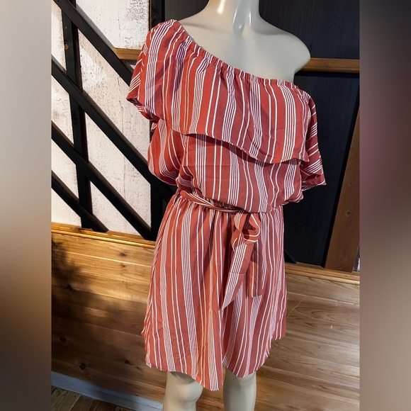 She and Sky salmon dress with white stripes size L pre loved - Picture 4 of 12
